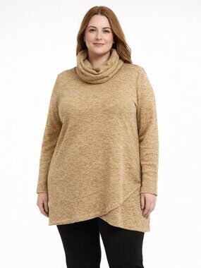Lands' End Cowl Neck Pullover Sweater Fleece Tunic Size 1X 16W-18W